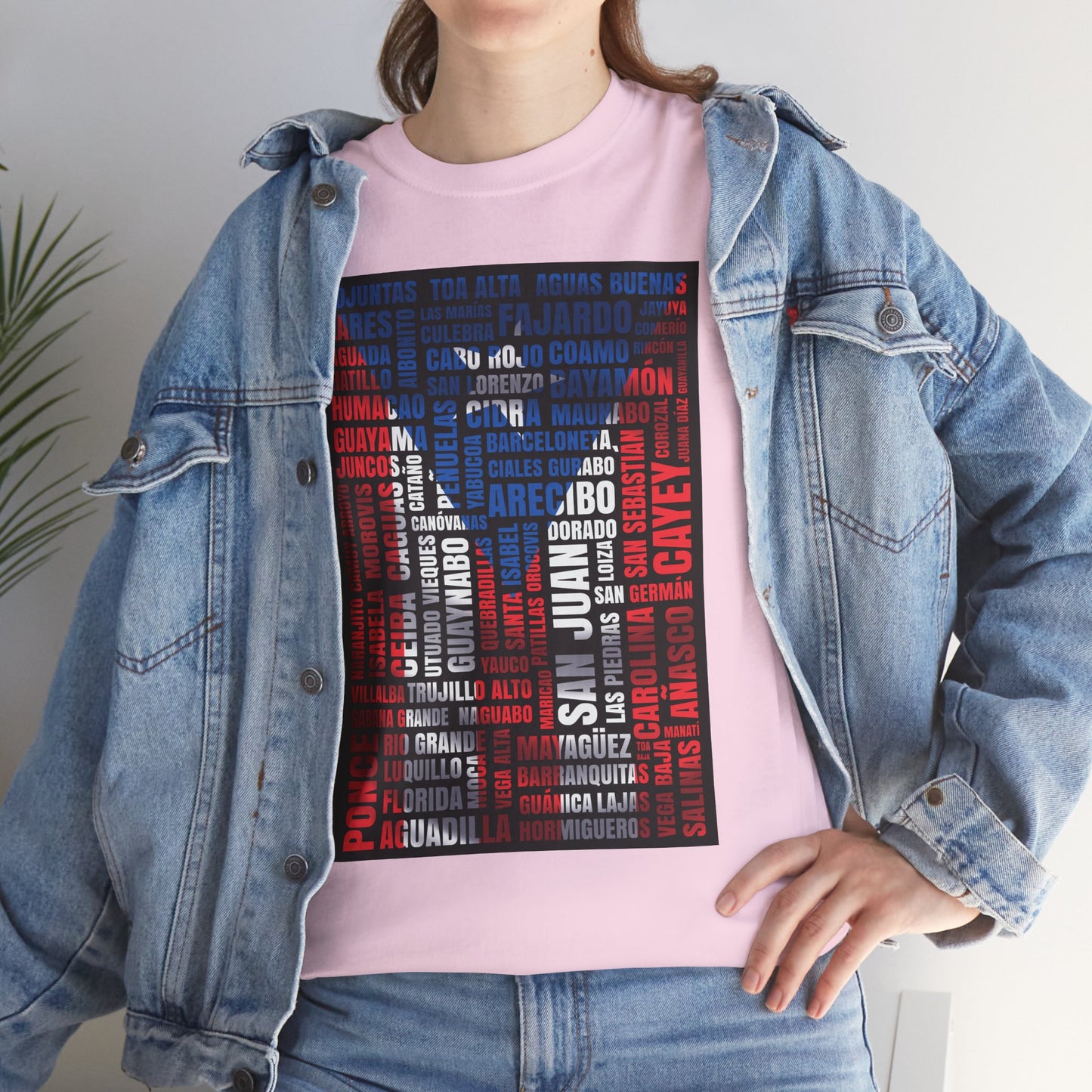 Puerto Rico Flag Word Cloud T-Shirt — Puerto Rican Pride Tee with Names Design