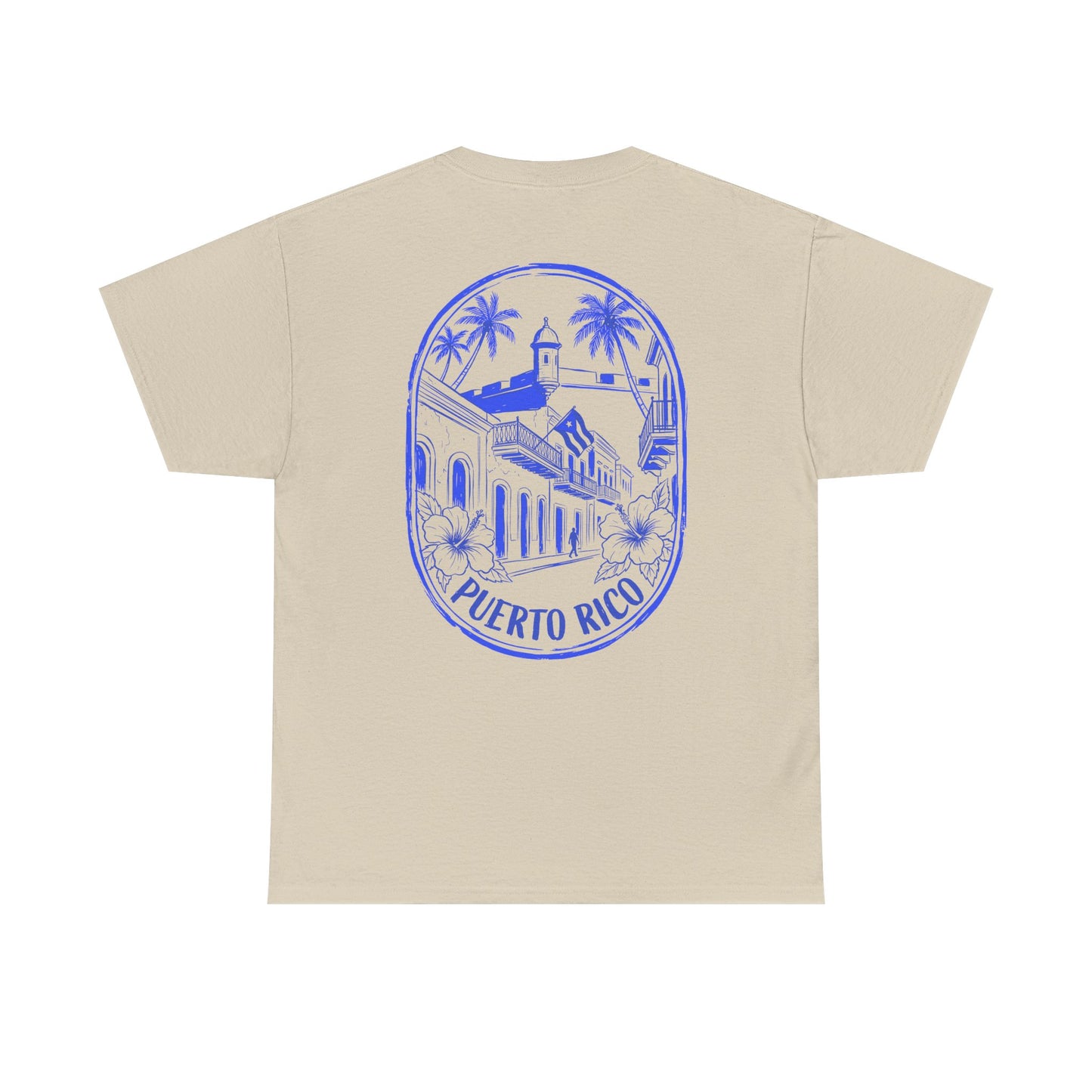 Puerto Rico Streets Tee — Handwritten Logo & Old San Juan Back Illustration