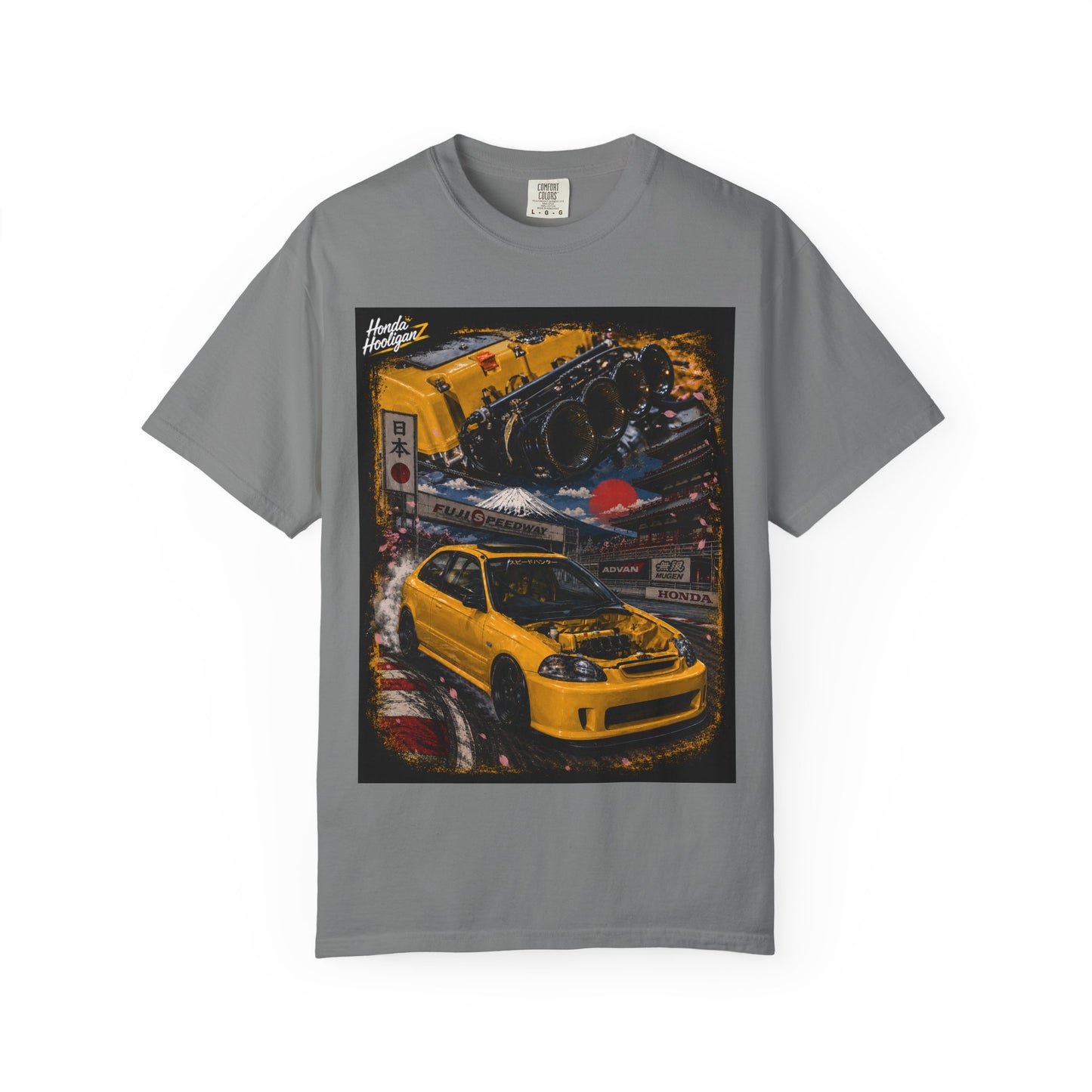 Street Racing Honda Civic T-Shirt — Yellow JDM Car Graphic Tee