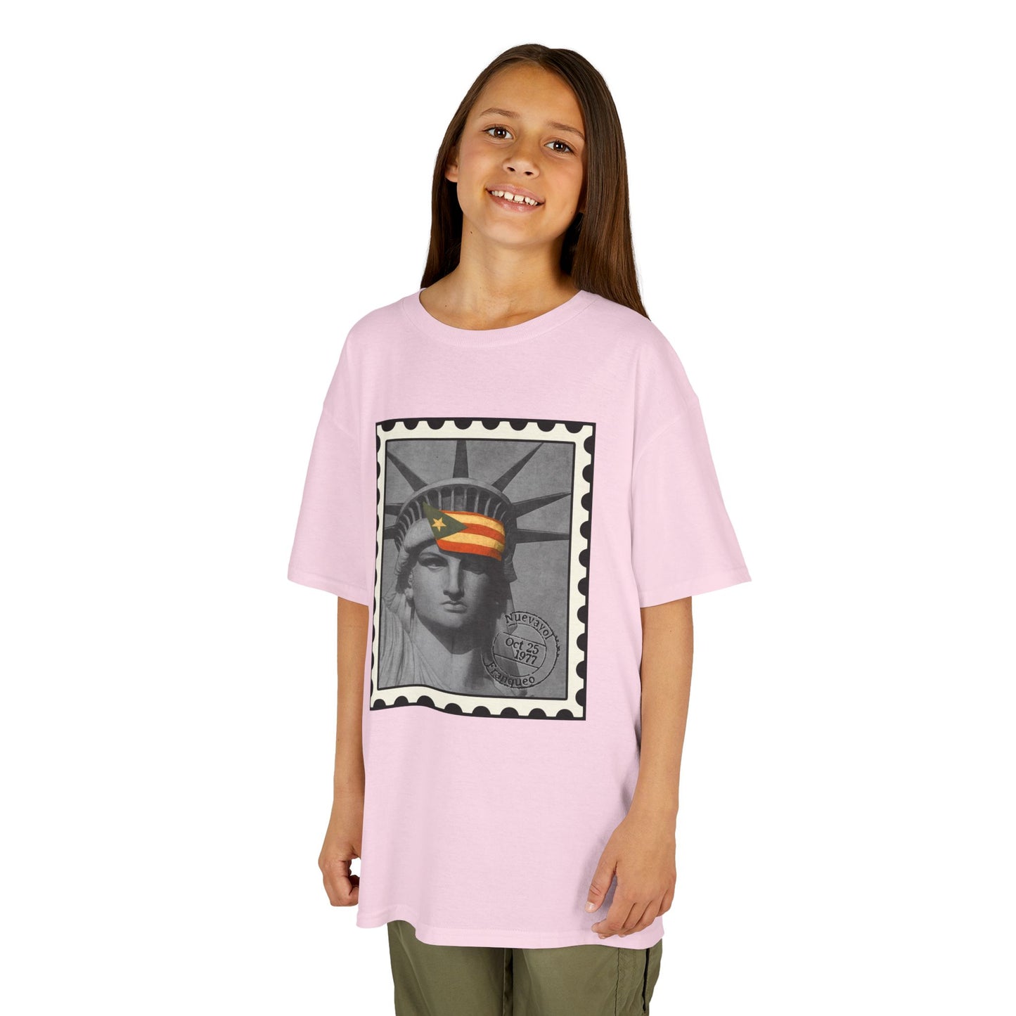 Puerto Rico Liberty Stamp Kids T-Shirt – Boricua Pride Design