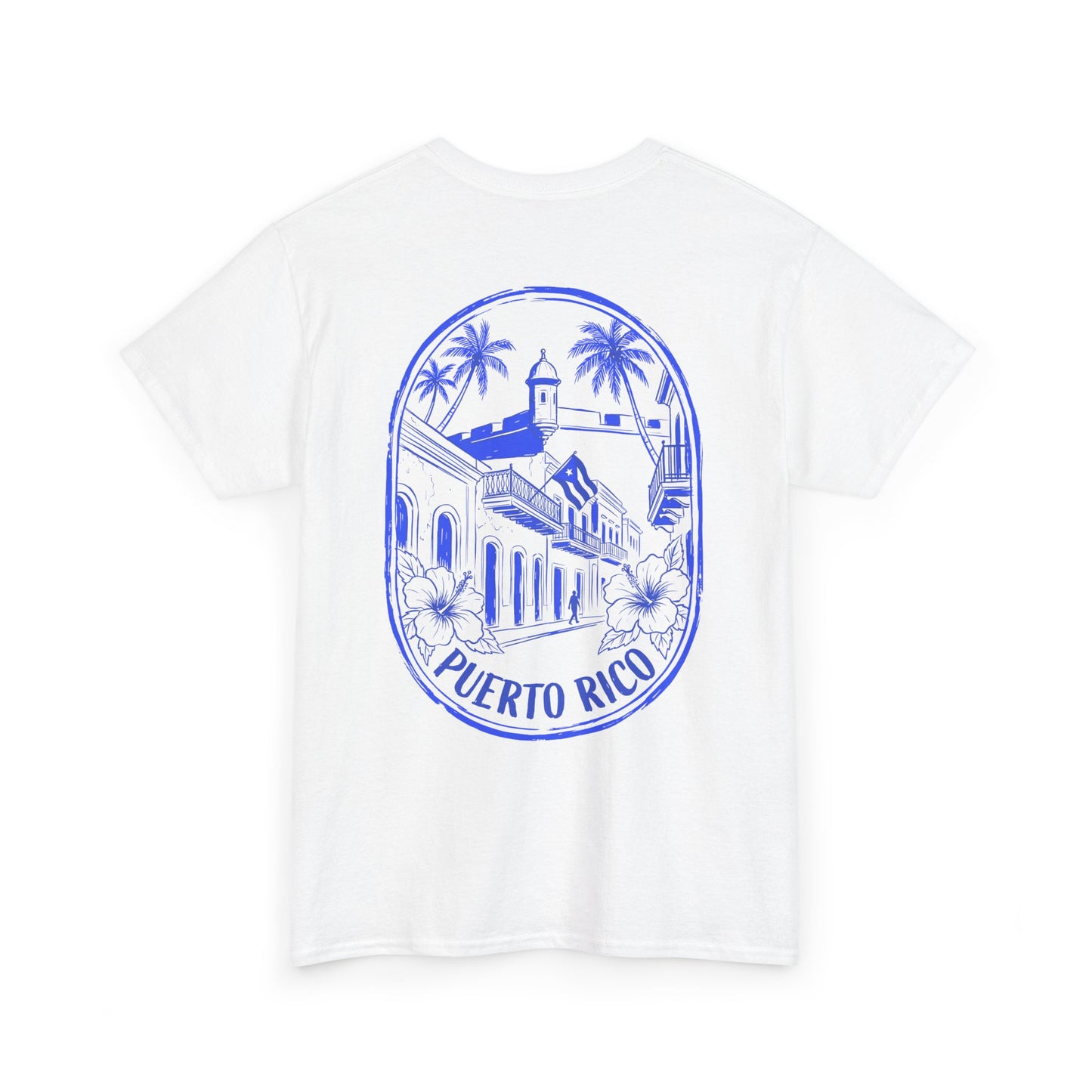 Puerto Rico Streets Tee — Handwritten Logo & Old San Juan Back Illustration