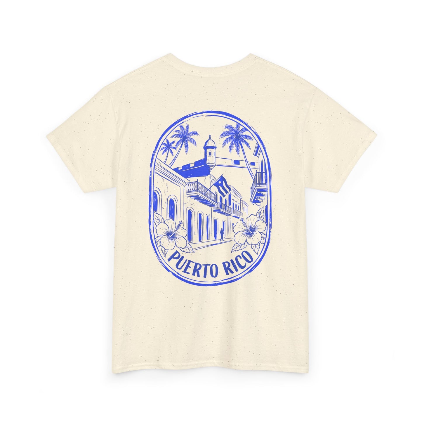 Puerto Rico Streets Tee — Handwritten Logo & Old San Juan Back Illustration