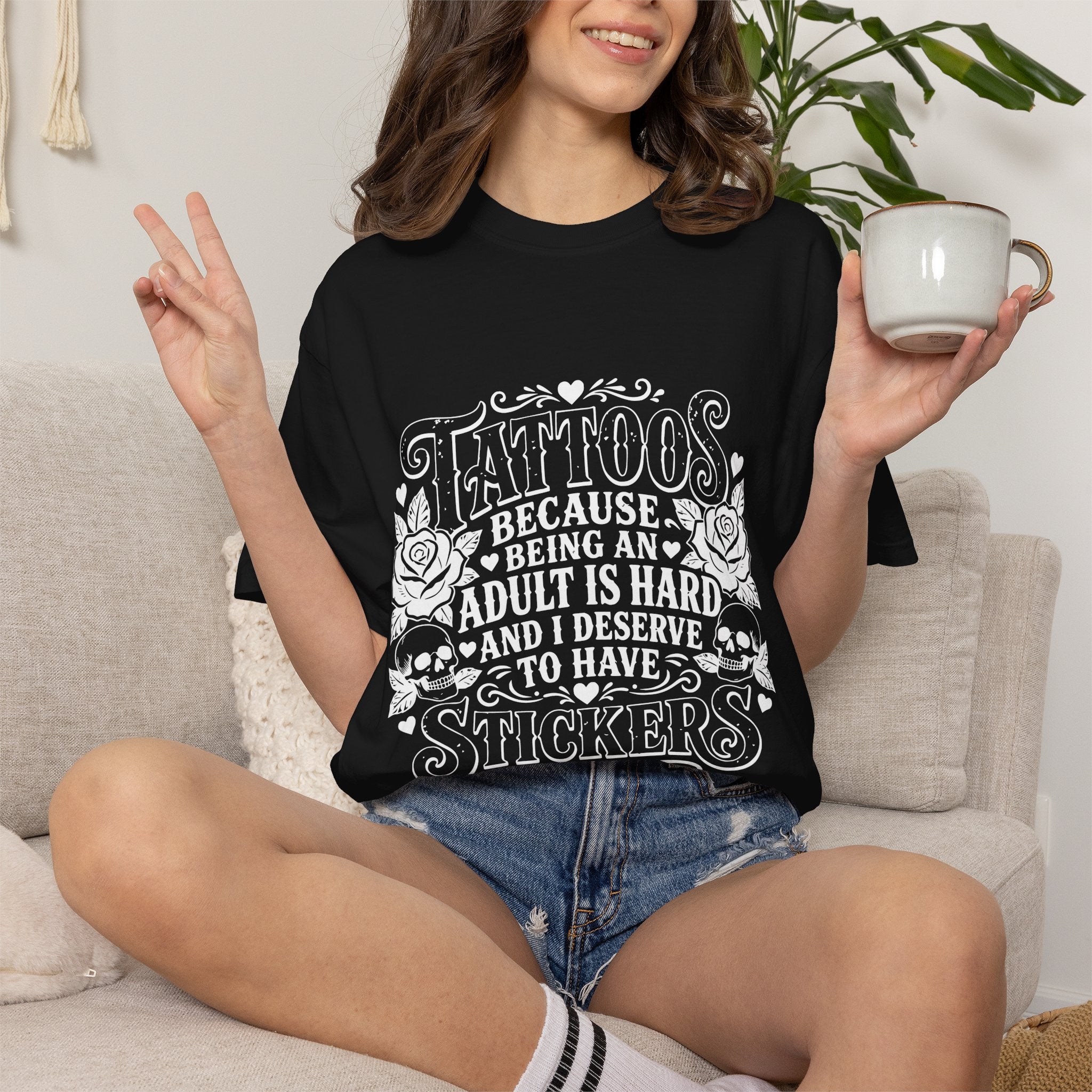 "Tattoos: Because Being An Adult Is Hard And I Deserve To Have Stickers" Vintage Tattoo Tee