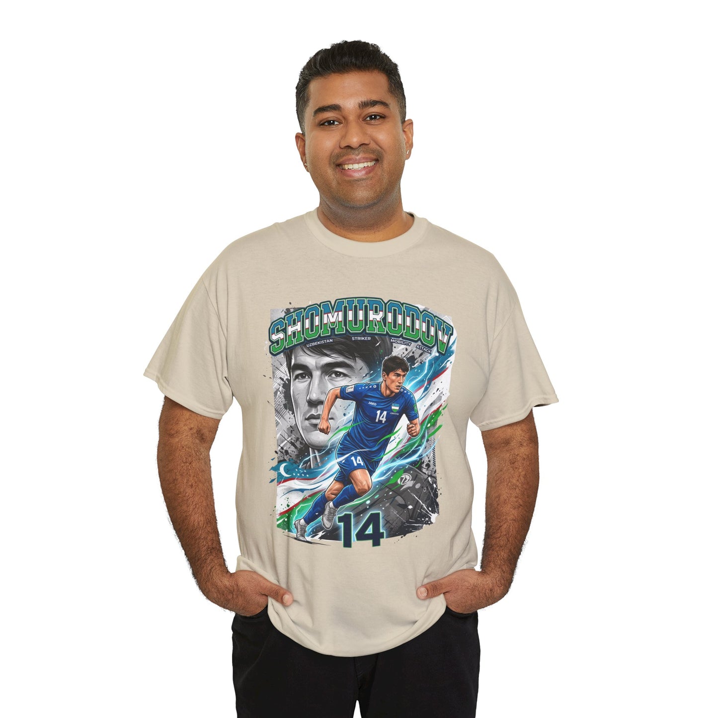 Shomurodov #14 – Uzbekistan’s Dynamic Striker T-Shirt