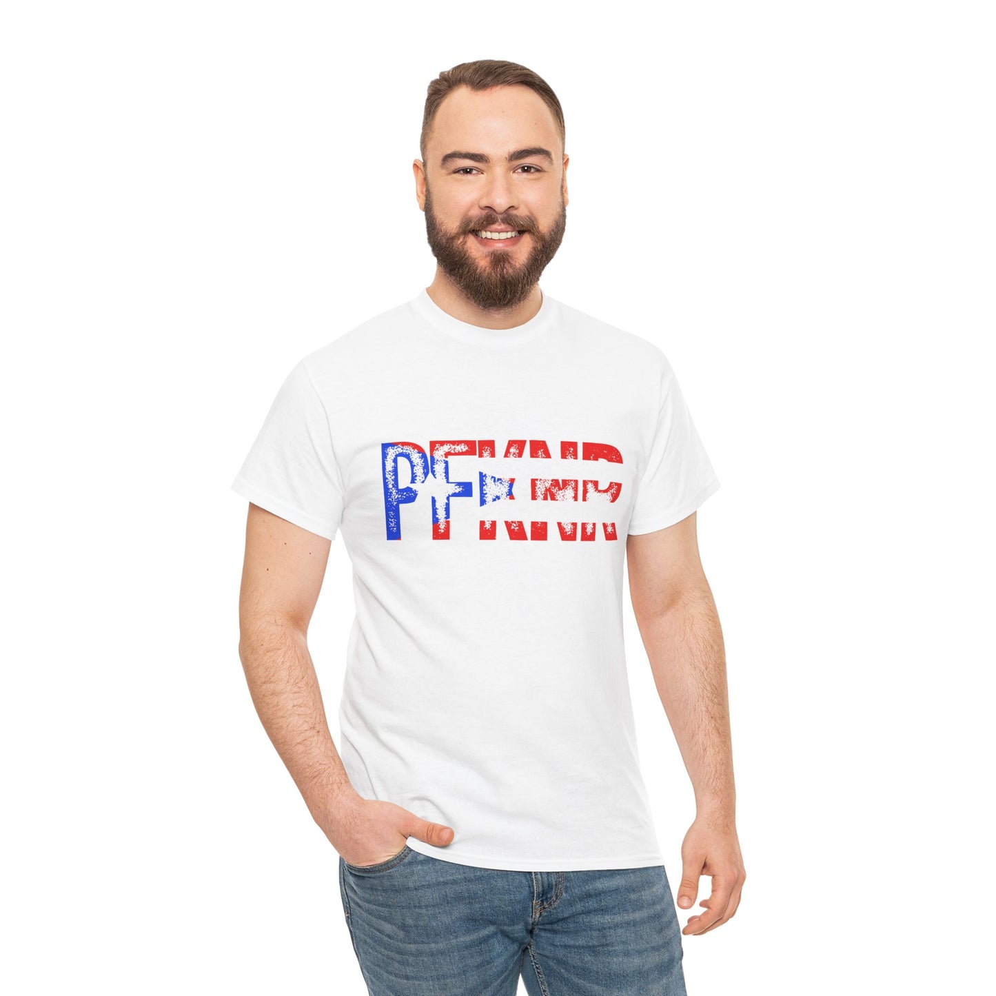 Patriotic 'PFW' Flag Graphic T-Shirt — Red White Blue Americana Tee