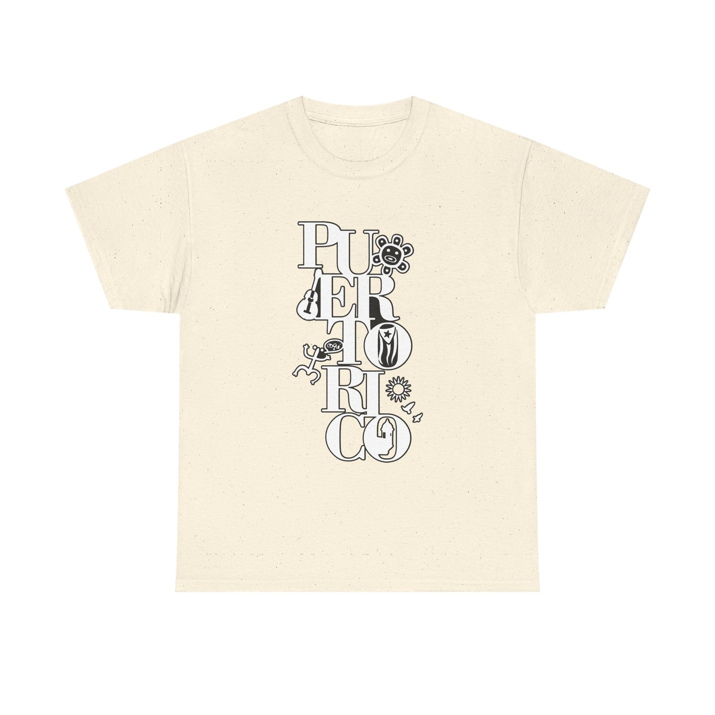 Puerto Rico Floral Vertical Tee — Retro Typography Island Shirt