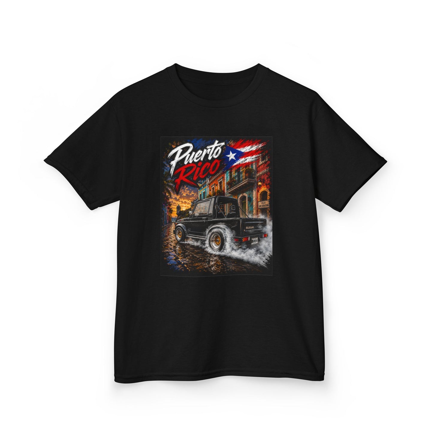 Kids T-Shirt — Puerto Rico Vintage Car Retro Travel Graphic
