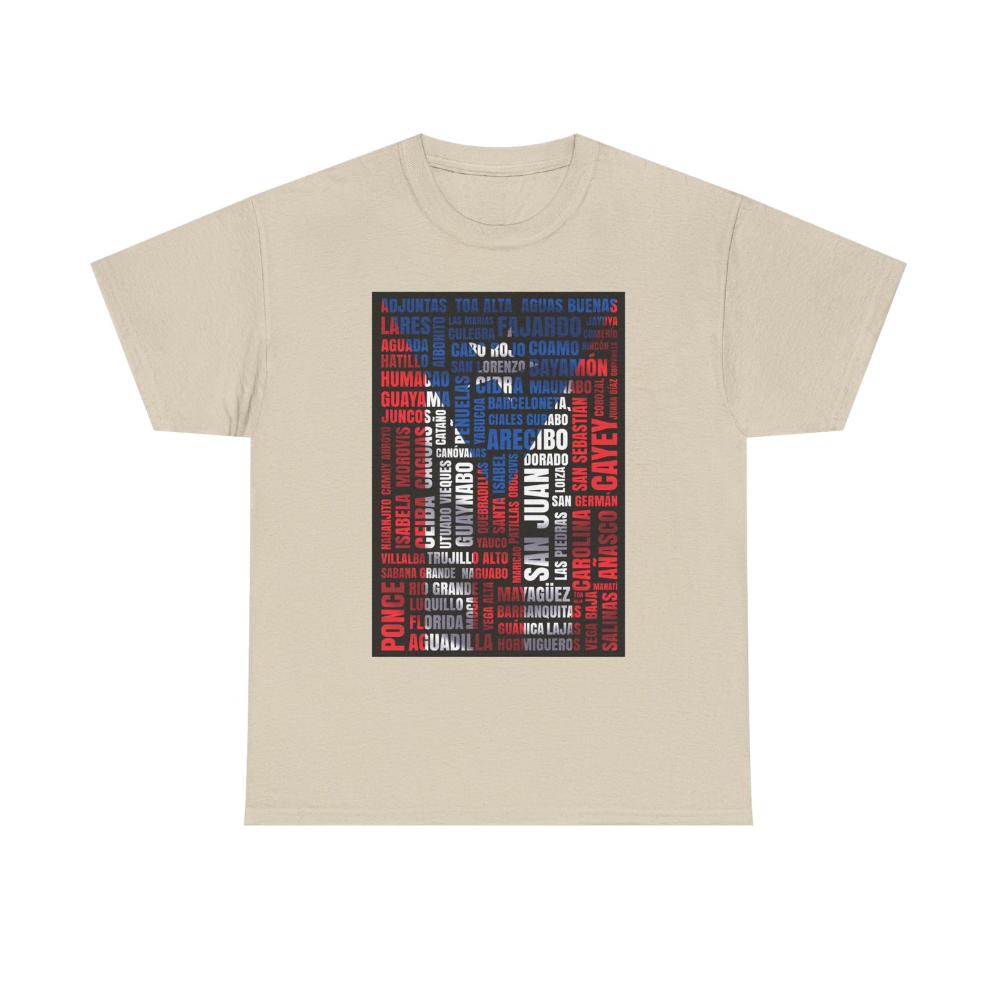 Puerto Rico Flag Word Cloud T-Shirt — Puerto Rican Pride Tee with Names Design
