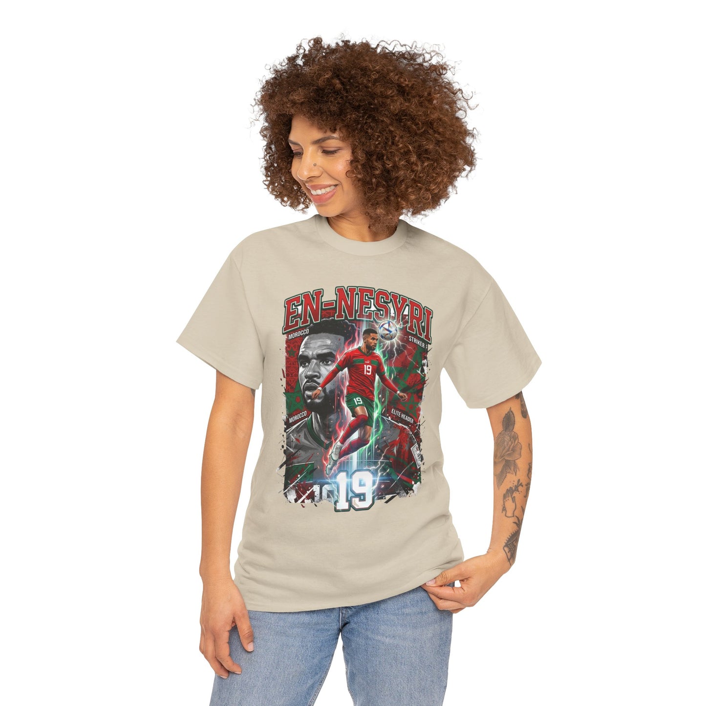 En-Nesyri #19 – Atlas Lions Aerial Dominance T‑Shirt