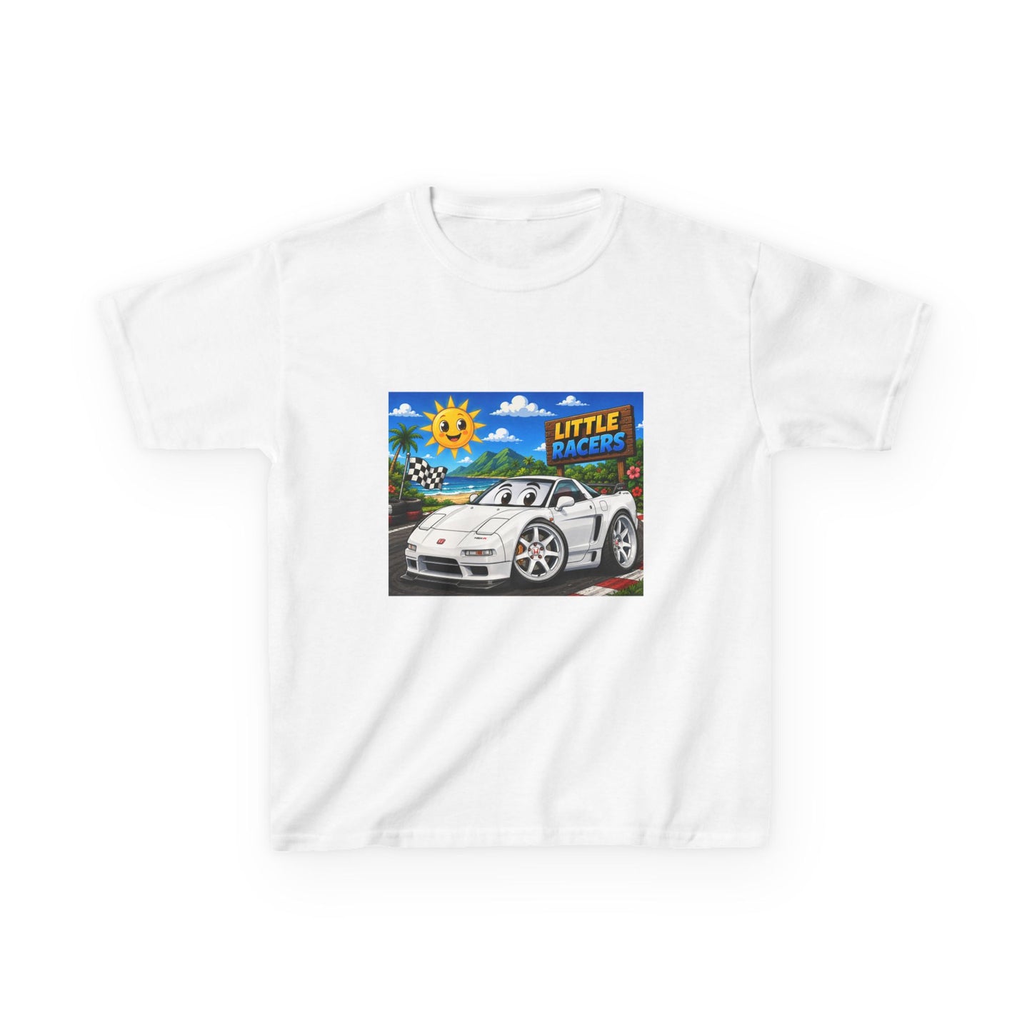 Kids Racing Car T‑Shirt — 'Little Racers' White NSX Graphic Tee
