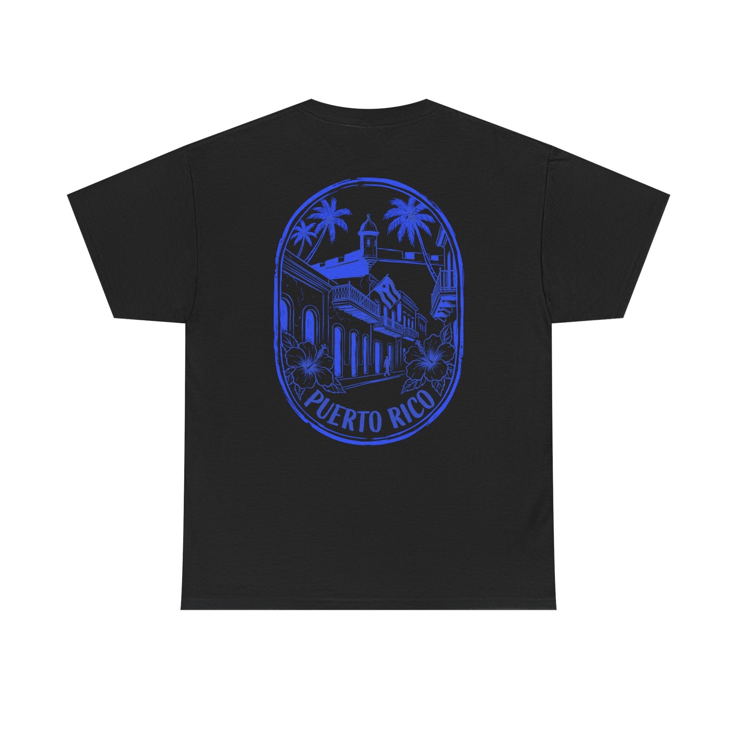 Puerto Rico Streets Tee — Handwritten Logo & Old San Juan Back Illustration