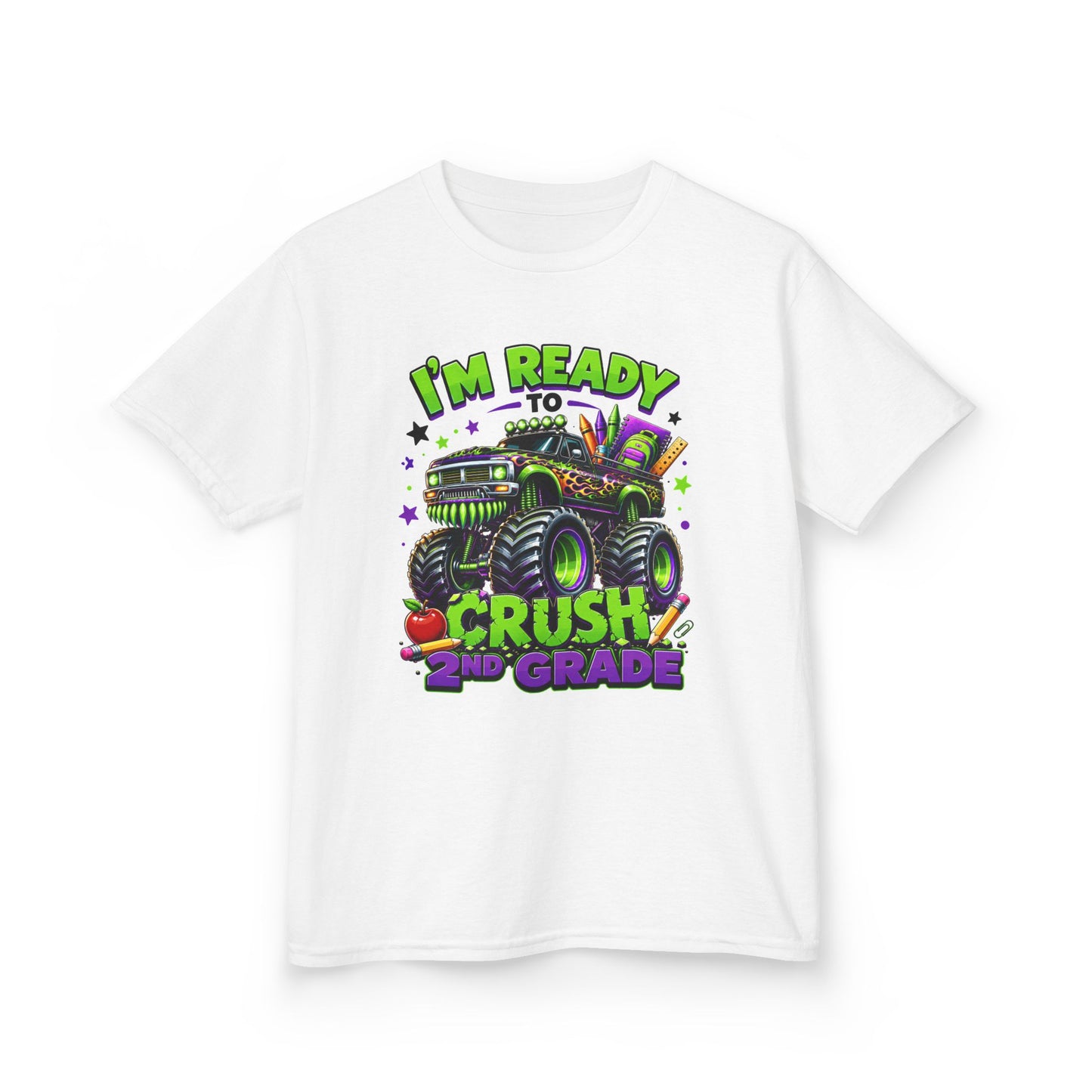I’m Ready to Crush 2nd Grade Monster Truck Kids T-Shirt – Back to School Tee