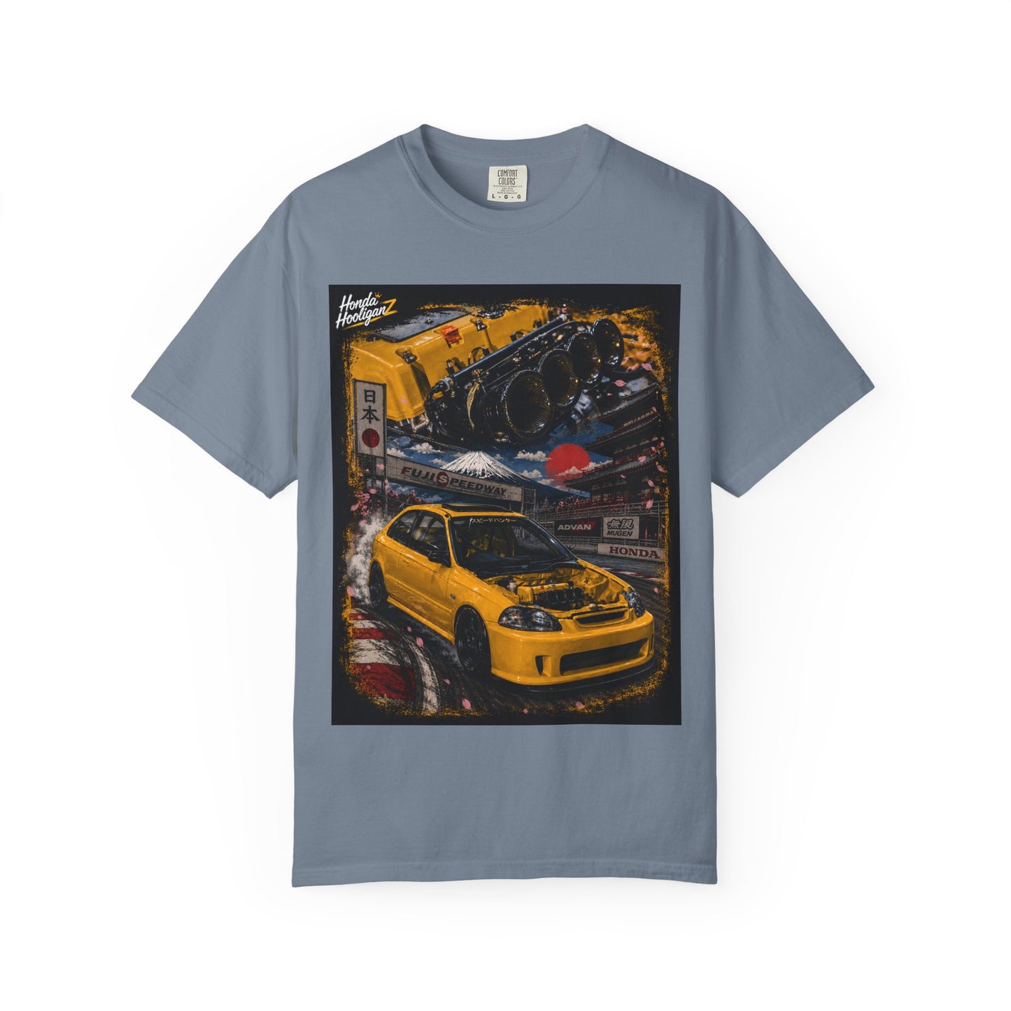 Street Racing Honda Civic T-Shirt — Yellow JDM Car Graphic Tee