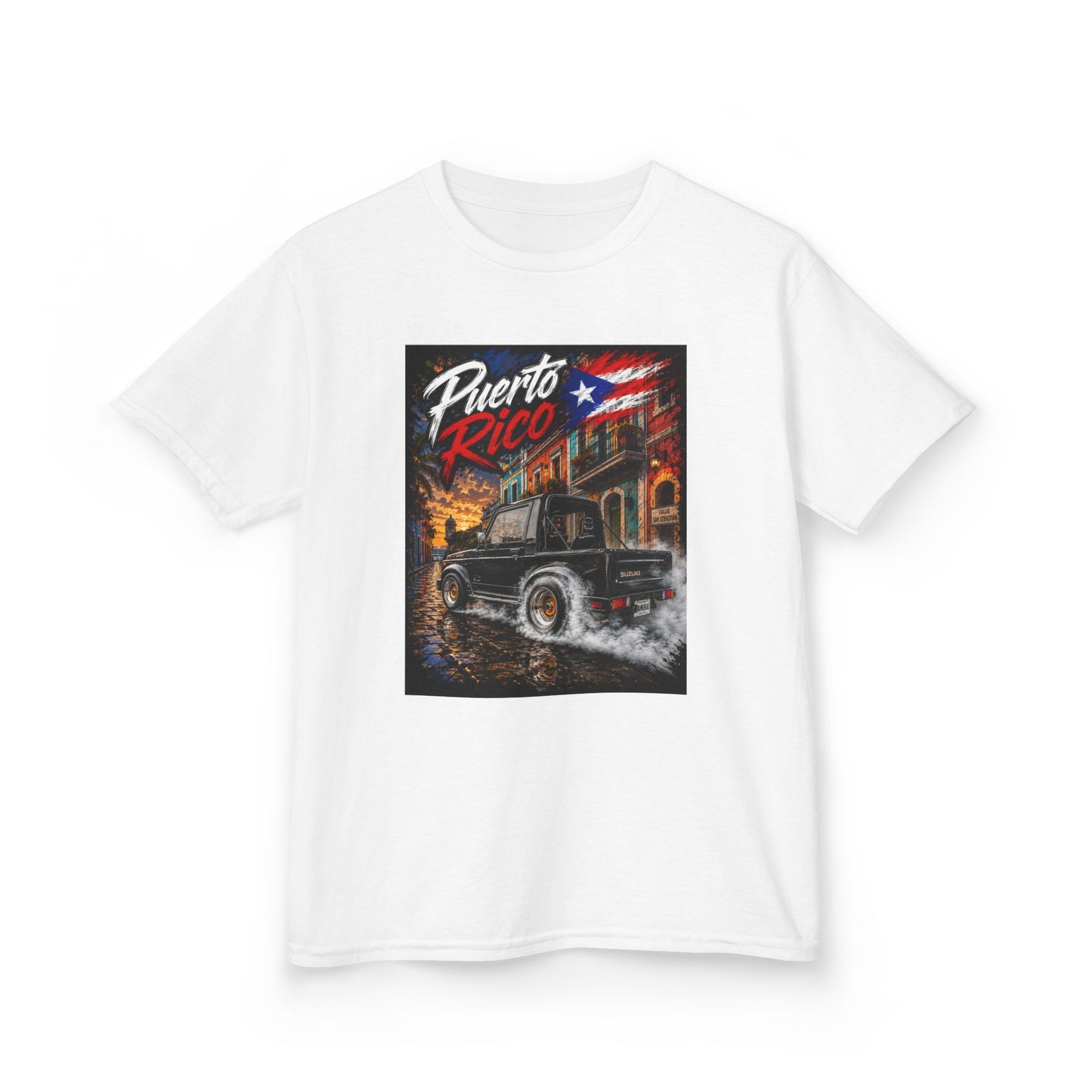 Kids T-Shirt — Puerto Rico Vintage Car Retro Travel Graphic