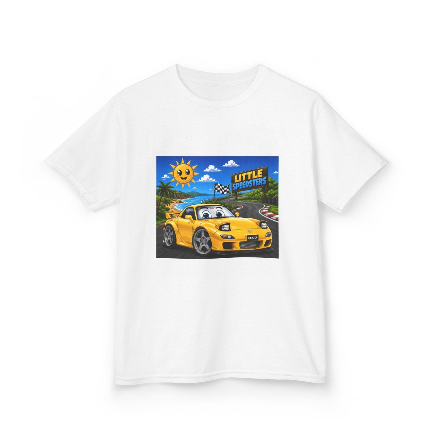 Kids Car T‑Shirt — "Little Speedster" Yellow FD RX7 Tee