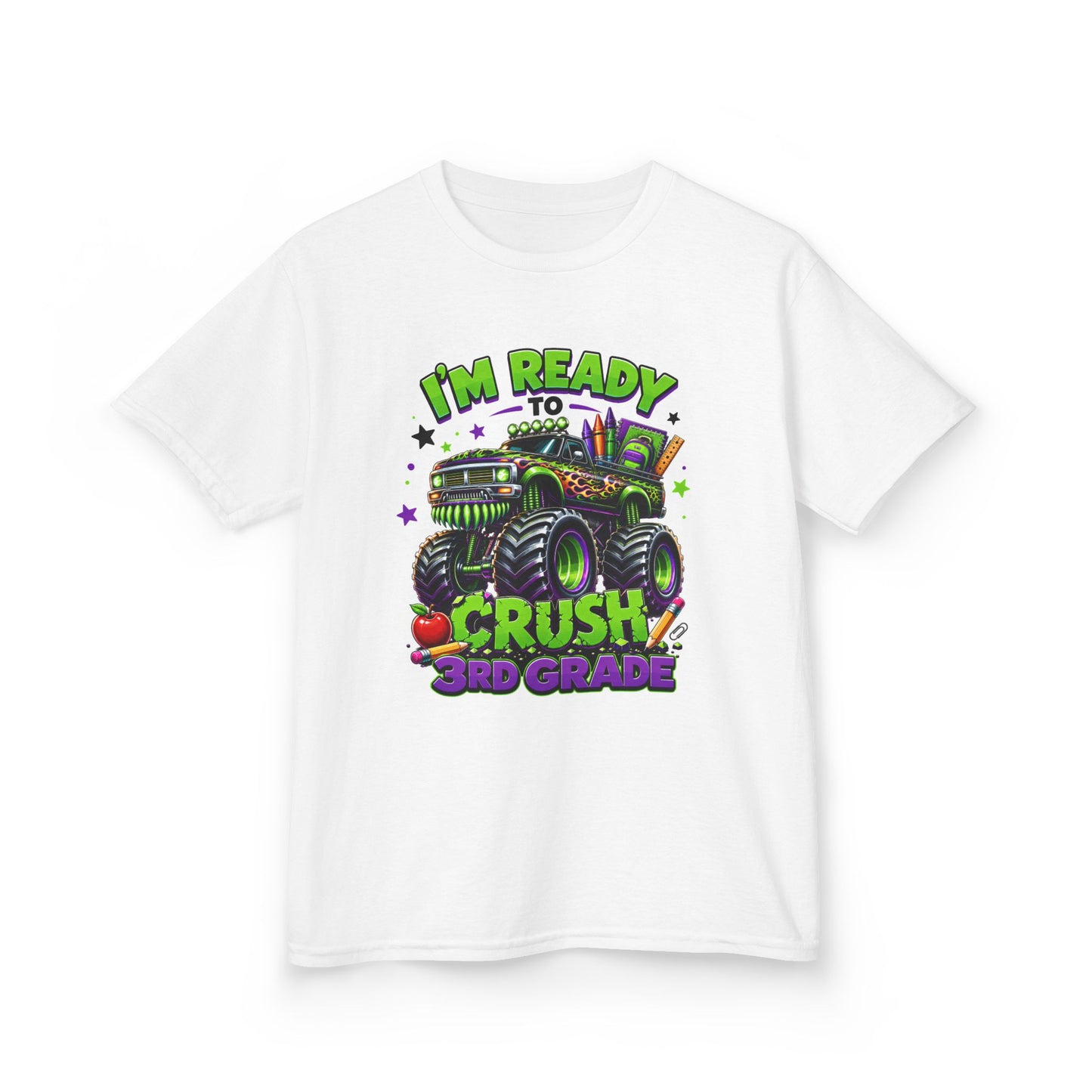 I’m Ready to Crush 3rd Grade Monster Truck Kids T-Shirt – First Day of School Tee
