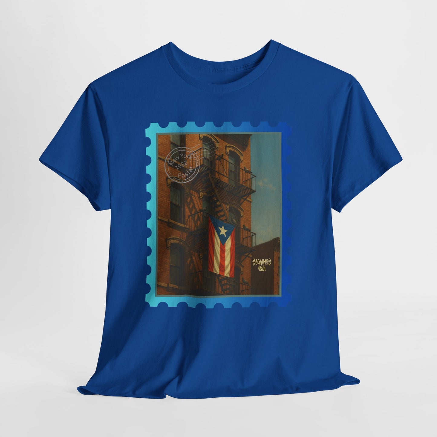 Seguimos Aquí Puerto Rican Pride Tee — New York 1982 Vintage Flag Tribute