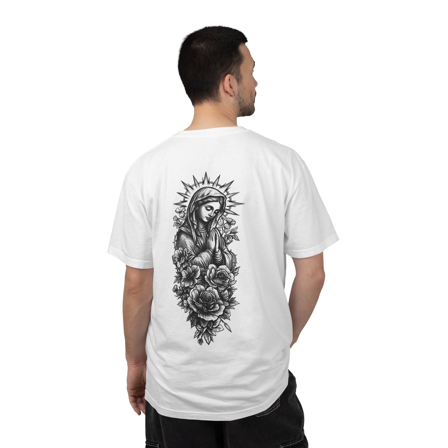 T-Shirt - Vintage Virgin Mary & Roses Graphic Tee