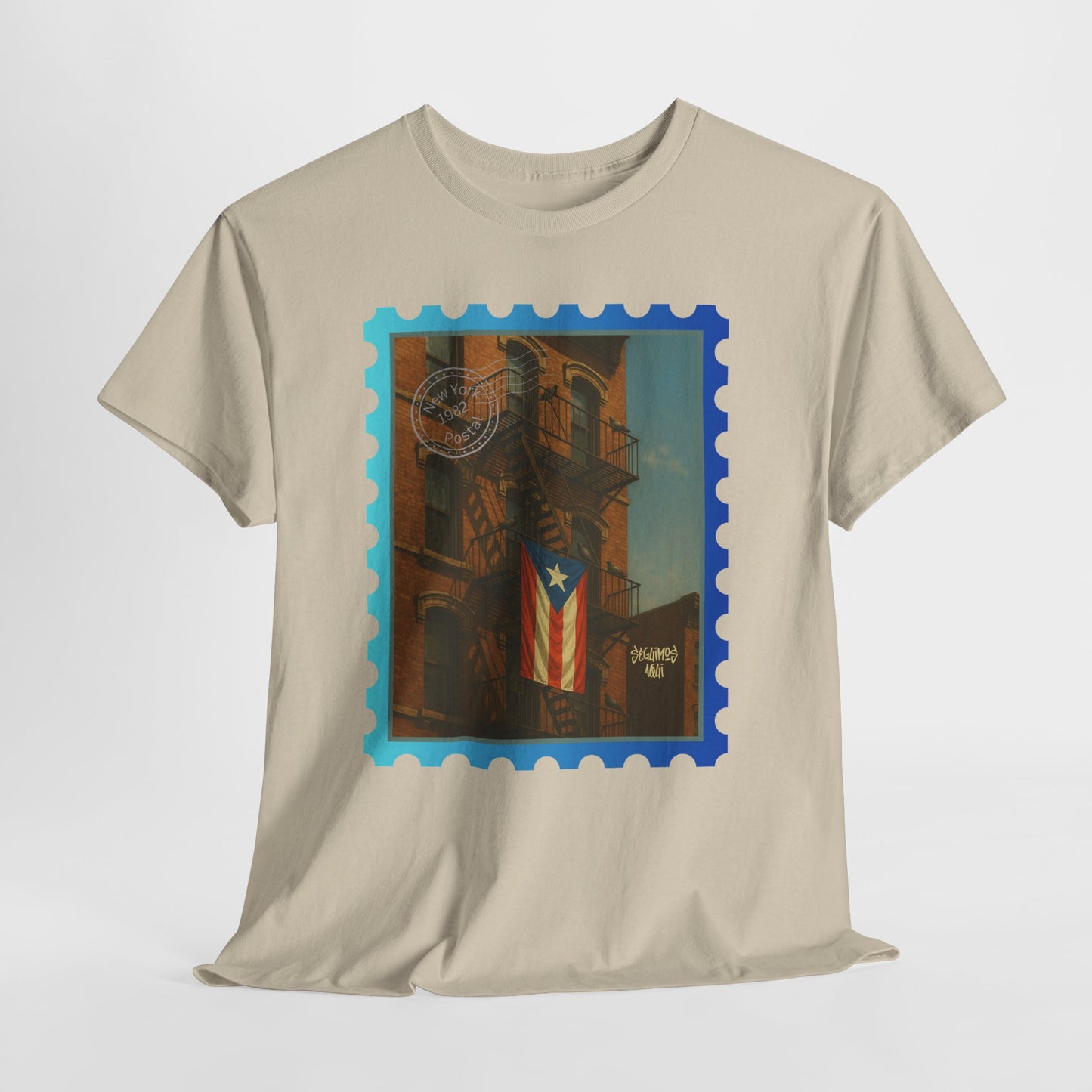 Seguimos Aquí Puerto Rican Pride Tee — New York 1982 Vintage Flag Tribute