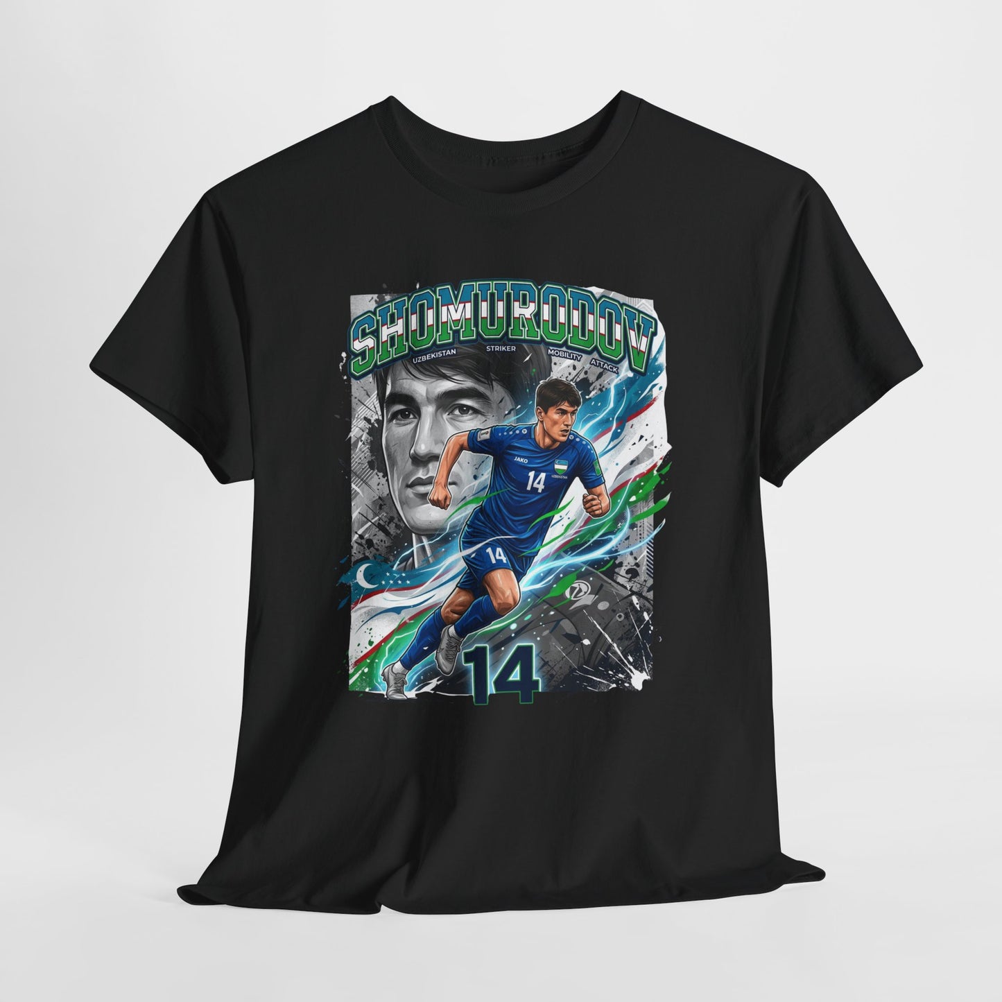 Shomurodov #14 – Uzbekistan’s Dynamic Striker T-Shirt