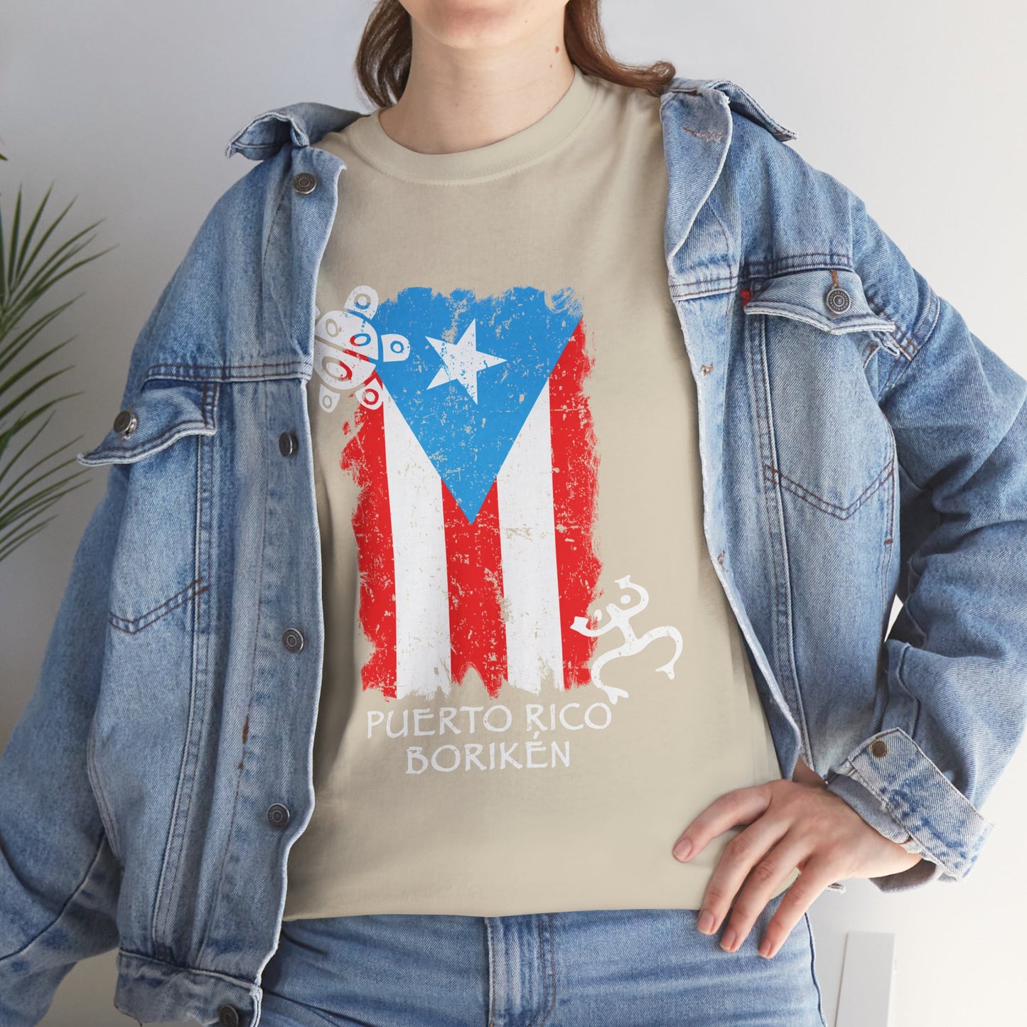 Puerto Rico Borikén Flag Tee — Taíno Petroglyph Heritage Vintage