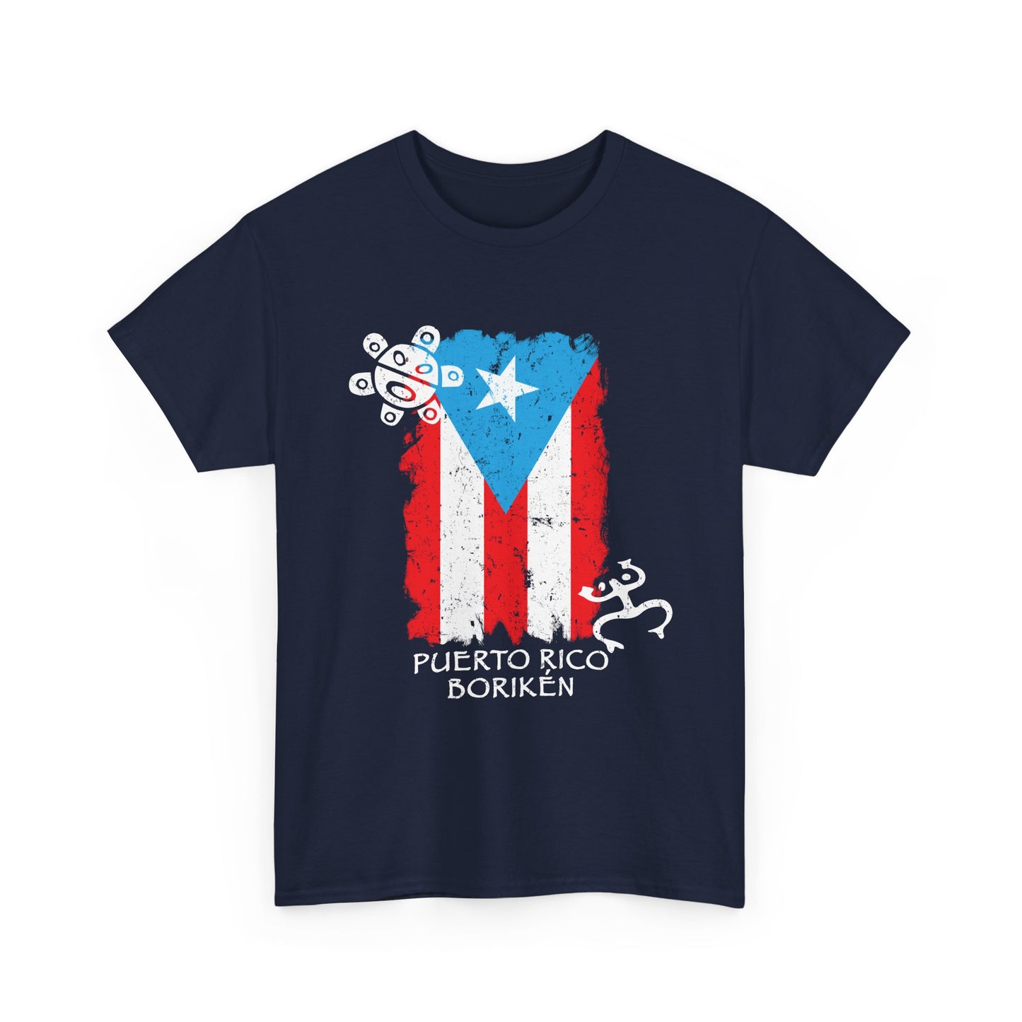 Puerto Rico Borikén Flag Tee — Taíno Petroglyph Heritage Vintage