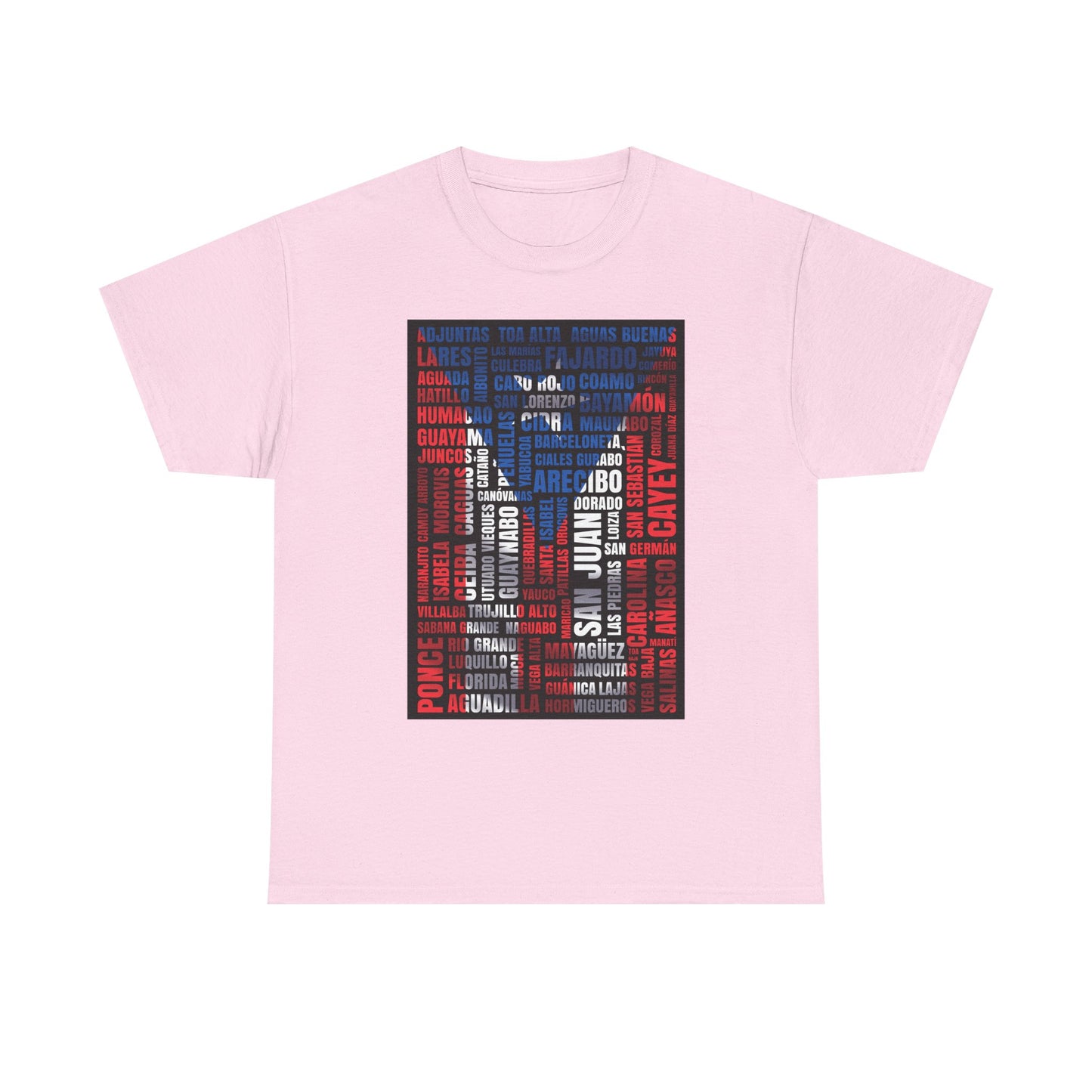 Puerto Rico Flag Word Cloud T-Shirt — Puerto Rican Pride Tee with Names Design