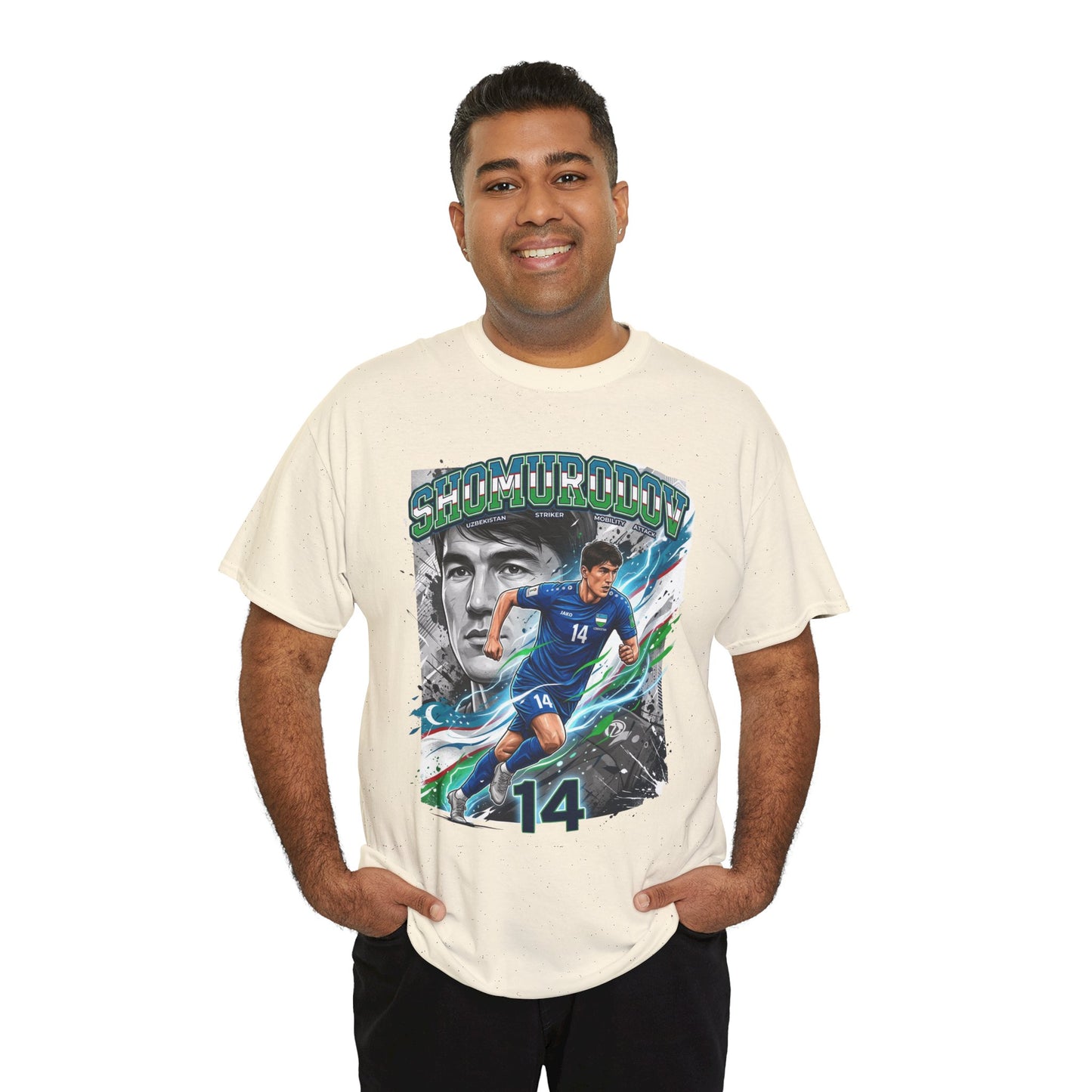 Shomurodov #14 – Uzbekistan’s Dynamic Striker T-Shirt