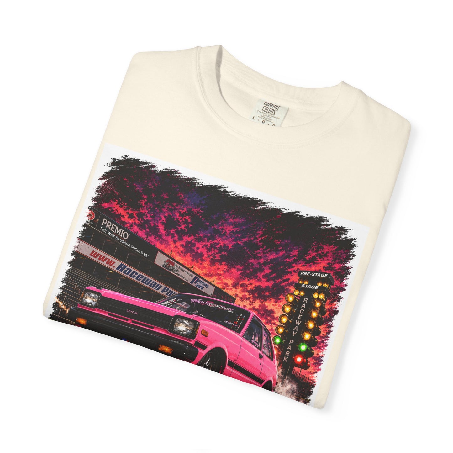 Retro Pink Starlet T-Shirt — Neon Pink Skyline Racing Graphic