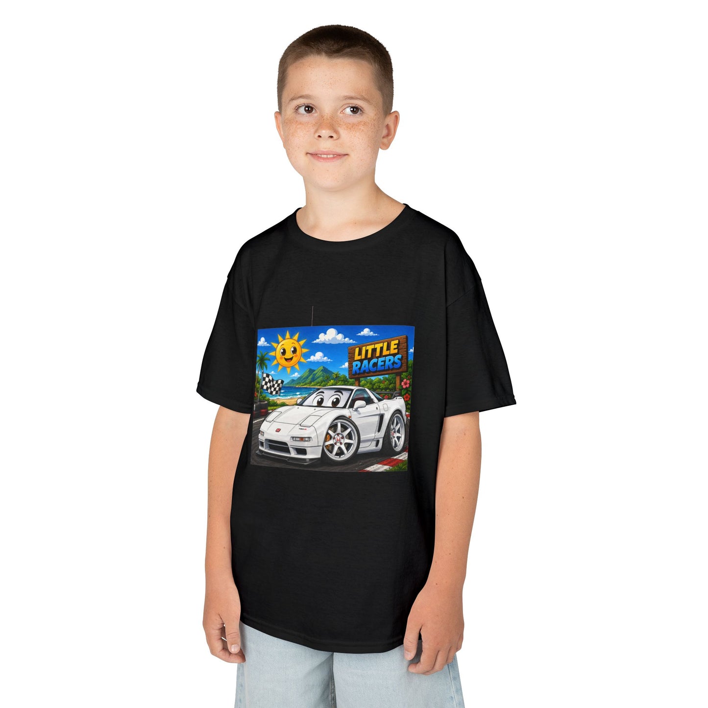 Kids Racing Car T‑Shirt — 'Little Racers' White NSX Graphic Tee