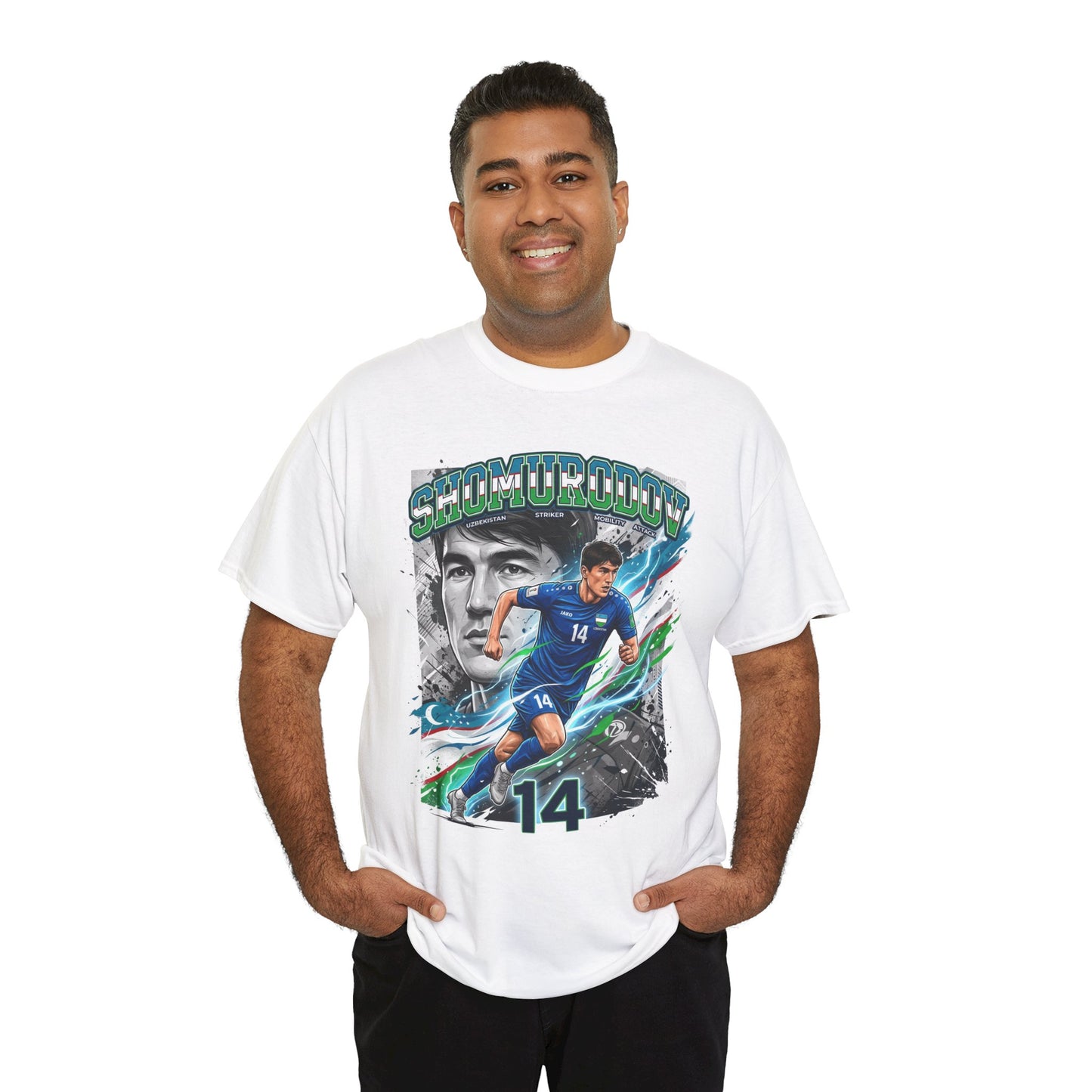 Shomurodov #14 – Uzbekistan’s Dynamic Striker T-Shirt