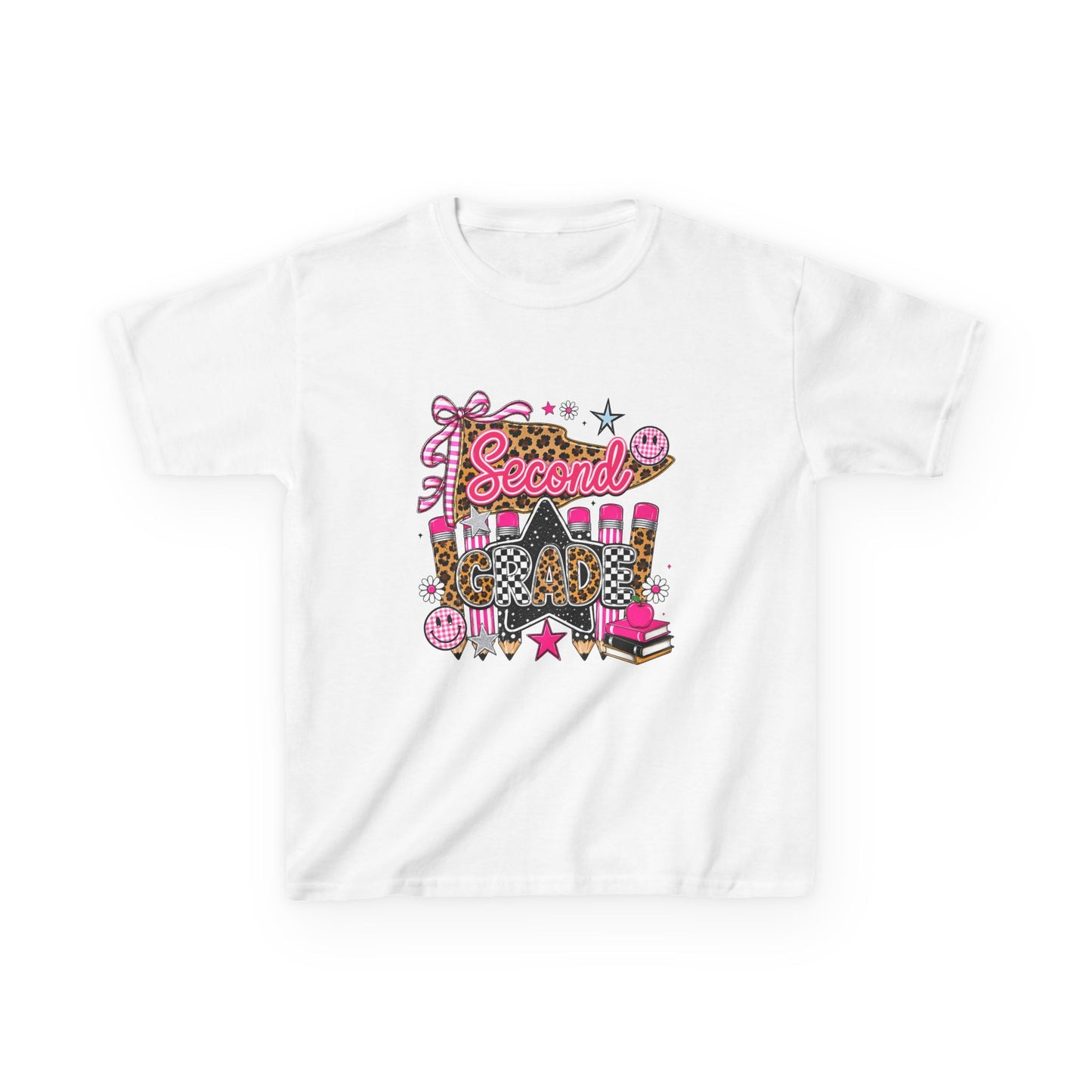Second Grade Girl Back to School T-Shirt – Pink Leopard First Day of 2nd Grade Tee