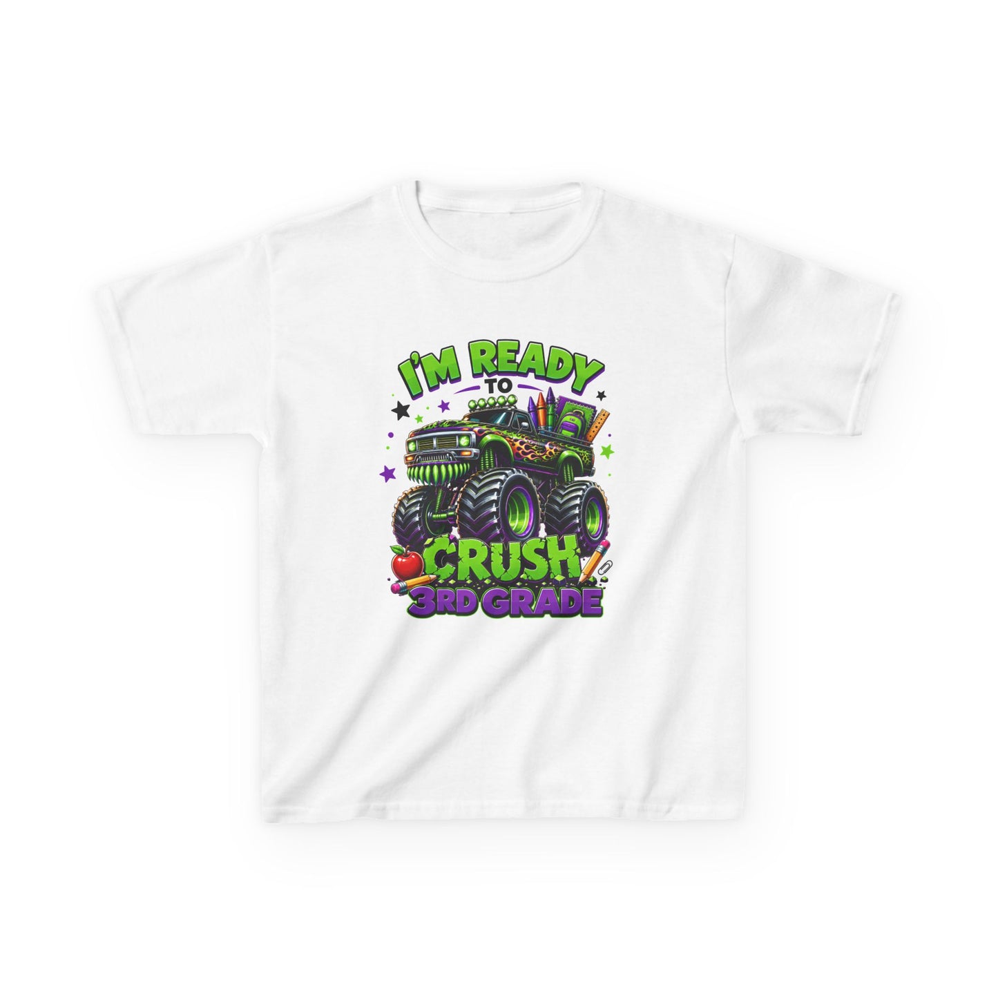 I’m Ready to Crush 3rd Grade Monster Truck Kids T-Shirt – First Day of School Tee