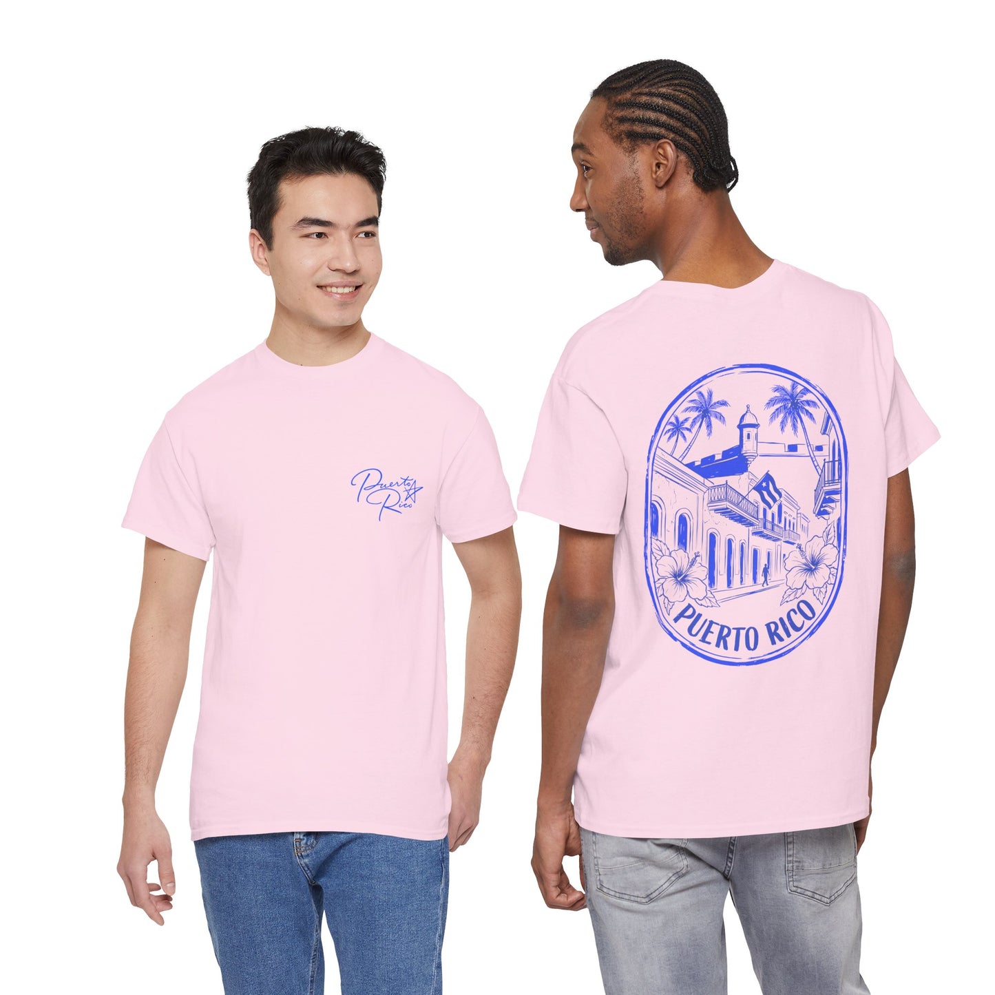 Puerto Rico Streets Tee — Handwritten Logo & Old San Juan Back Illustration