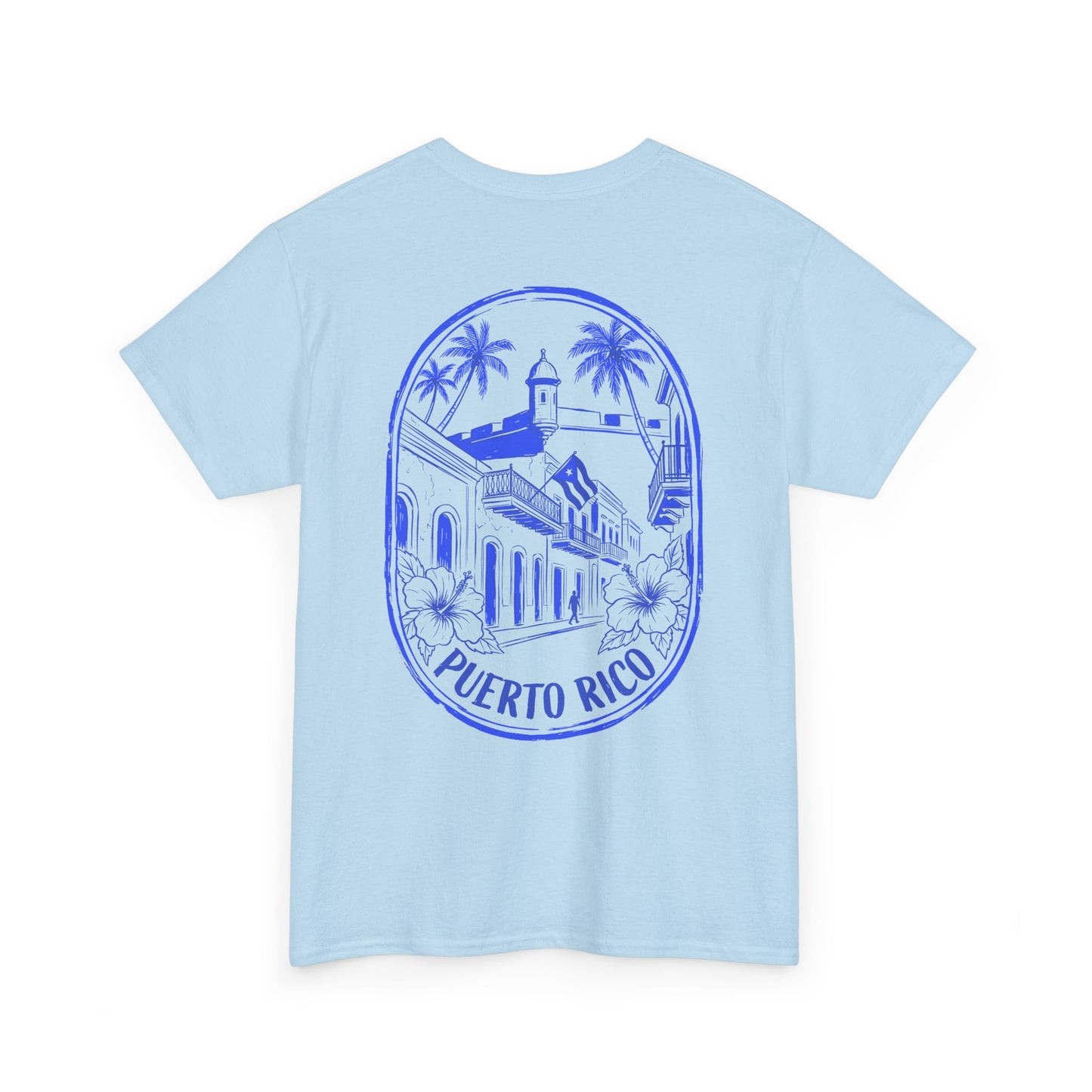 Puerto Rico Streets Tee — Handwritten Logo & Old San Juan Back Illustration