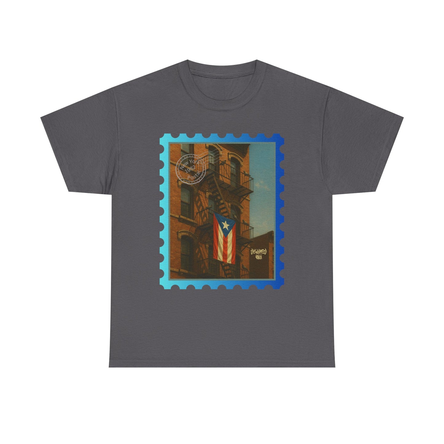Seguimos Aquí Puerto Rican Pride Tee — New York 1982 Vintage Flag Tribute