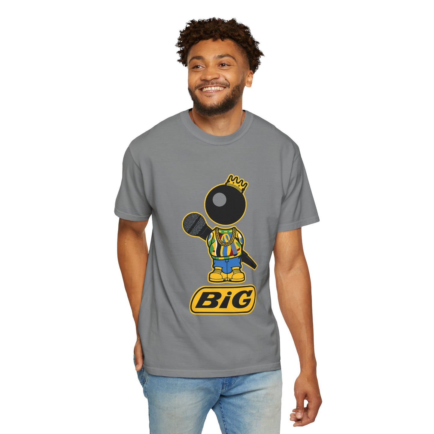 BiG Hip-Hop Icon Cartoon T-Shirt | Retro 90s Rap Inspired Streetwear Design