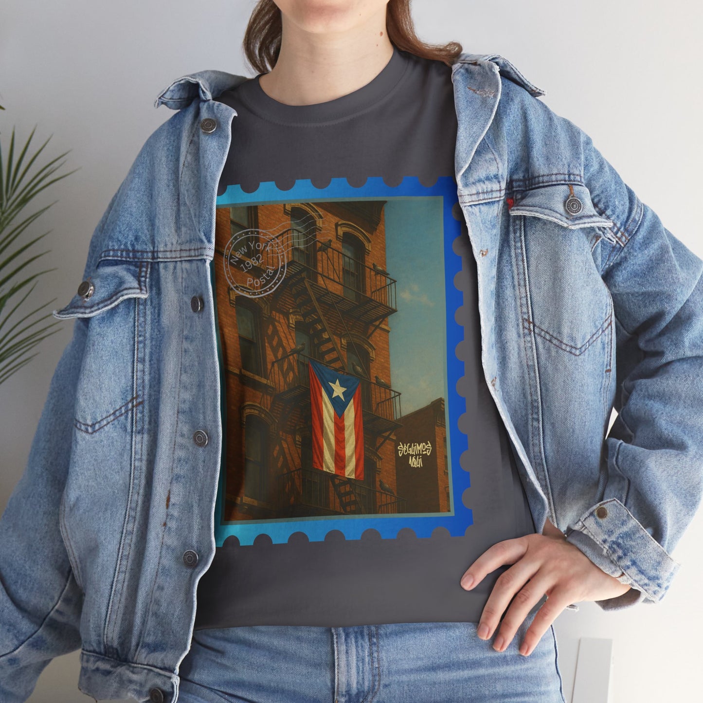Seguimos Aquí Puerto Rican Pride Tee — New York 1982 Vintage Flag Tribute
